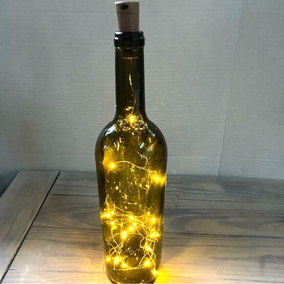 SKULL SKELETON Green Wine Bottle Lit Up Cork Gothic Morbid 12 inches Tall - Picture 5 of 13